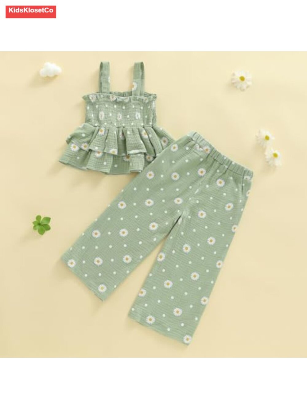 Toddler Girl Sleeveless Tank Top and Long Pants Set Two Piece Outfit - Picture 5 of 6